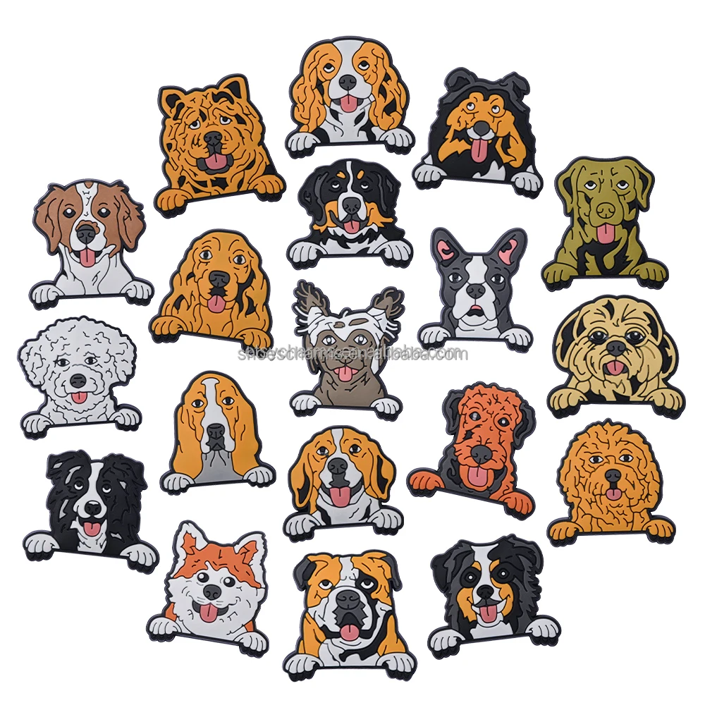 2024 Wholesale High Quality New Arrival Puppy dog family shoe charms for EVA beach clog shoes