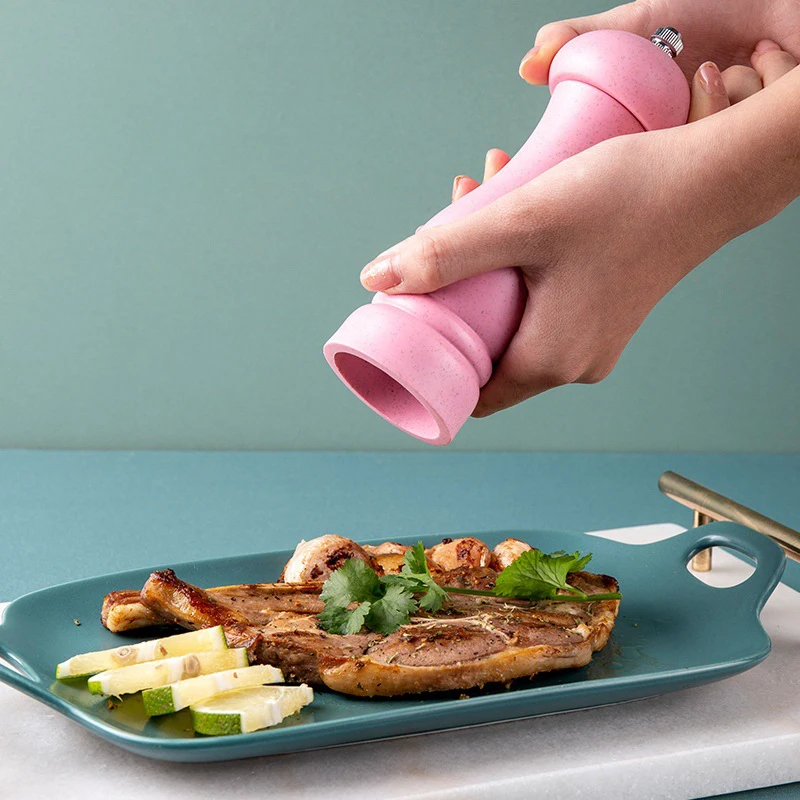 6 inch Wheat Straw Pepper Grinder Salt Grinder Refillable Salt wheat Stalk Pepper Grinder Mill Wood with Ceramic Grinding Core