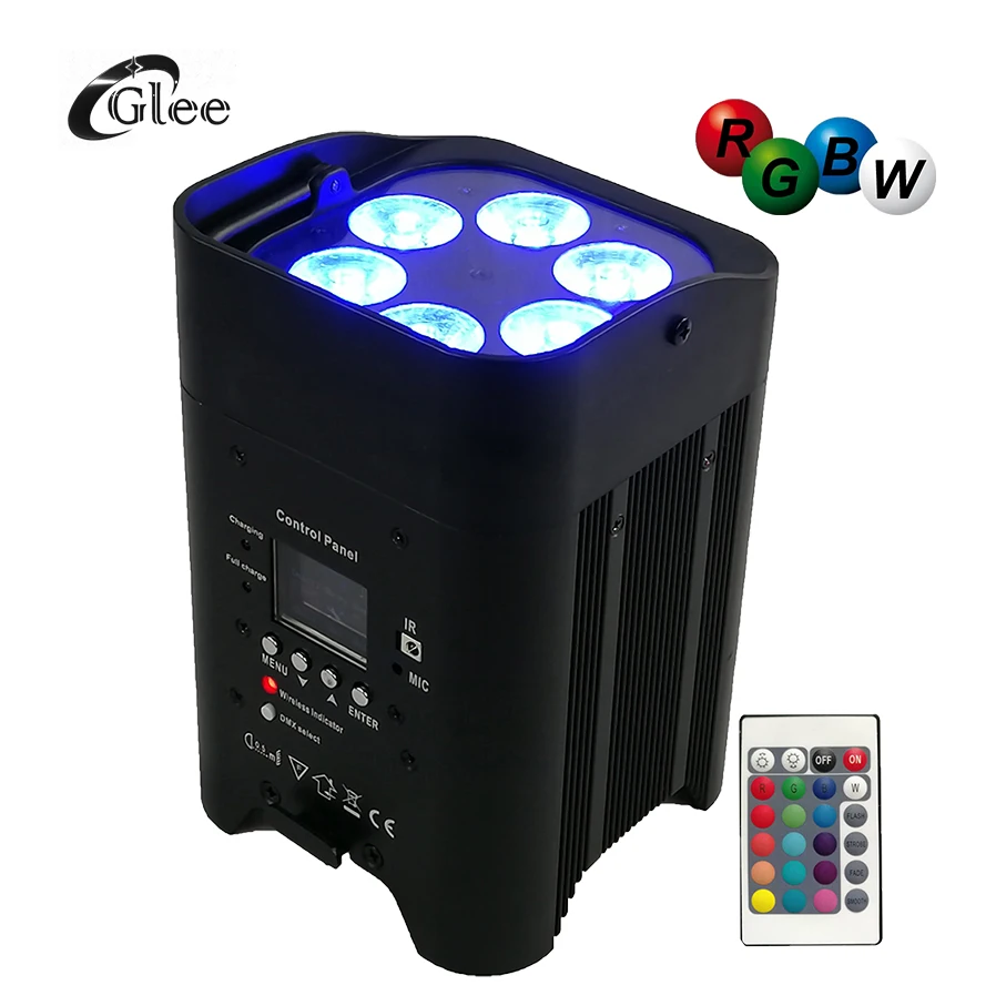 4.5hrs 6*10W RGBW RGBA 4in1 Quad Colour LED Battery Powered Operated Wireless DMX Wifly IRC Remote Control Spot uplight