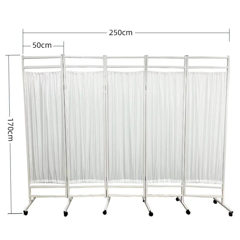 Medical Hospital Steel Foldable Patient Ward Screen with Wheels for Hospital Room