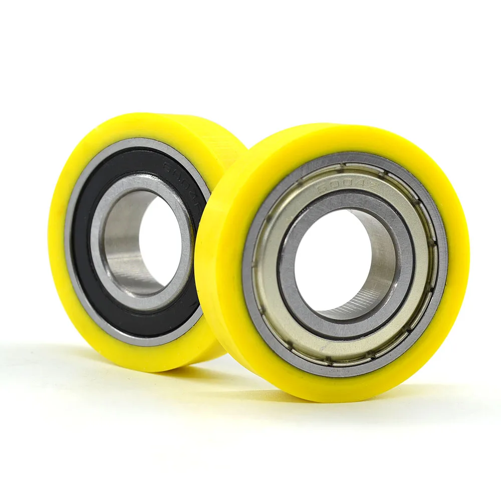 XZBRG Polyurethane Coated Roller 6000 6001 6002 6003 6004 6005 6006 6305 Bearing Polyurethane Covered Rubber Bearing Wheels