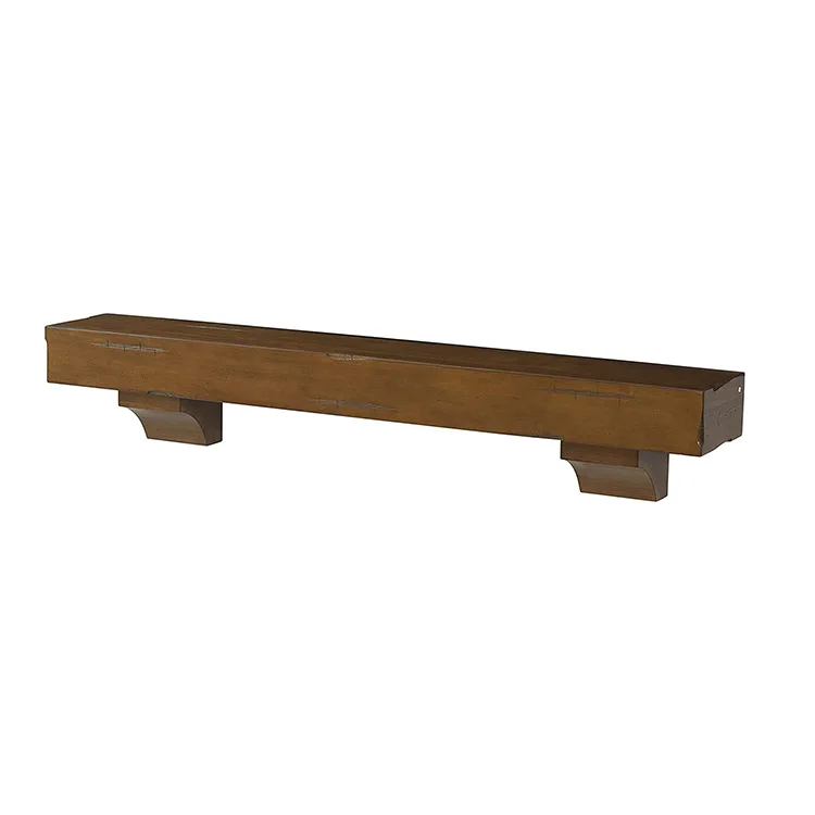New Products Rustic Distressed Fireplace Mantel Shelf Wall Mounted Solid Wood Wall Shelves