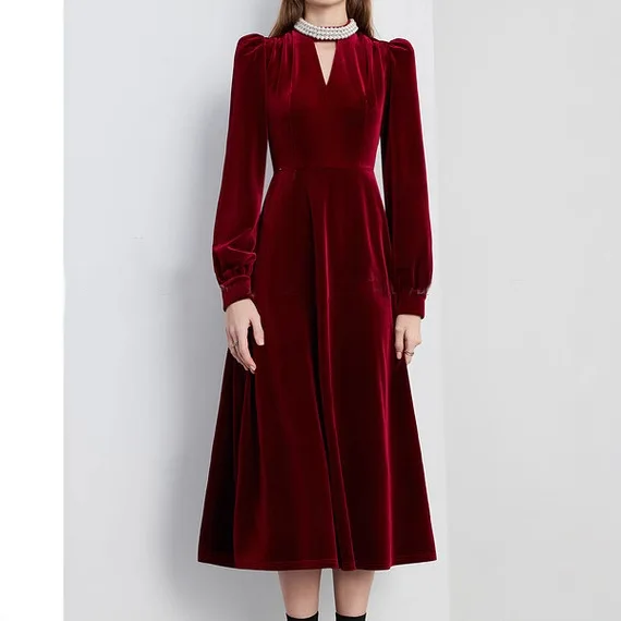 Bettergirl Women Autumn Winter New Year Fashion Elegance Canary Red dress Toasting Evening Dress