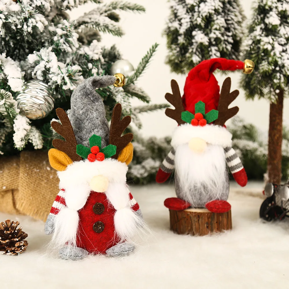 Hot Christmas Ornament Long Bearded Gnome with Lights Rudolph Doll LED Glowing Christmas Gnome Sweden Tomte Santa Elf Doll
