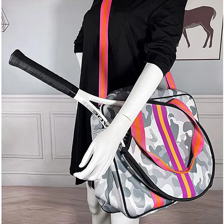Neoprene beach tennis racket handbag fashion camo grey racquet padel neoprene tennis racket bag