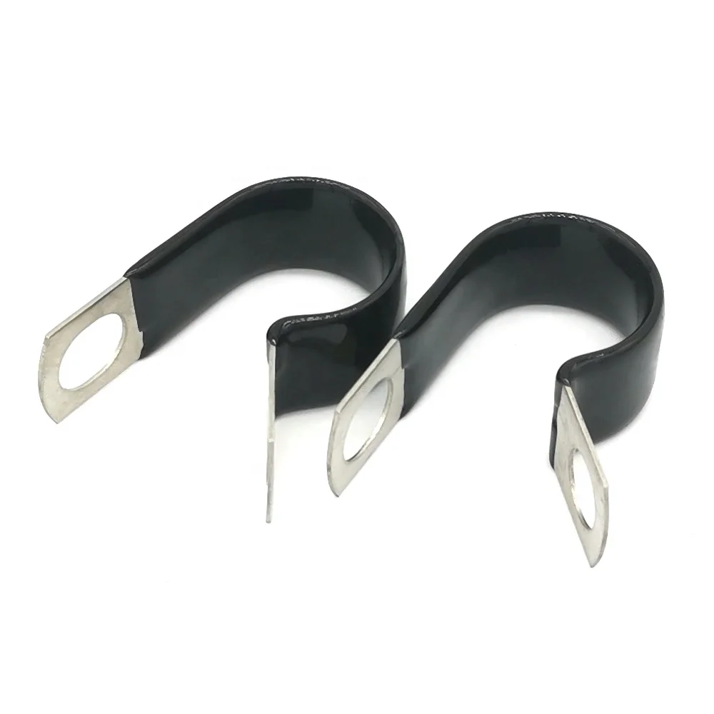 26mm Diameter P-type Hose Clamp Black Steel Cable Clamp Conduit Adjustable Clip