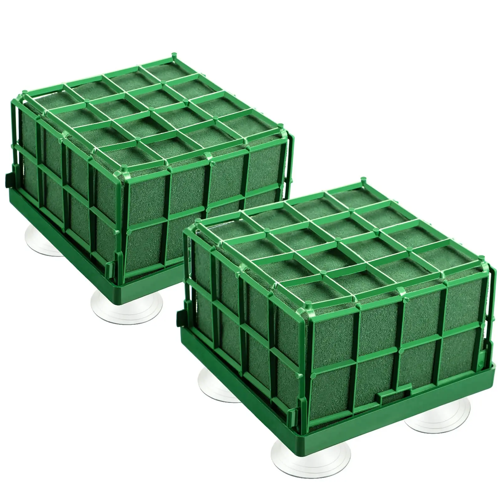 WISEPACK Square Flower Foam Block Cage with Suction Cup for Florist Floral Arrangements Wedding Decoration