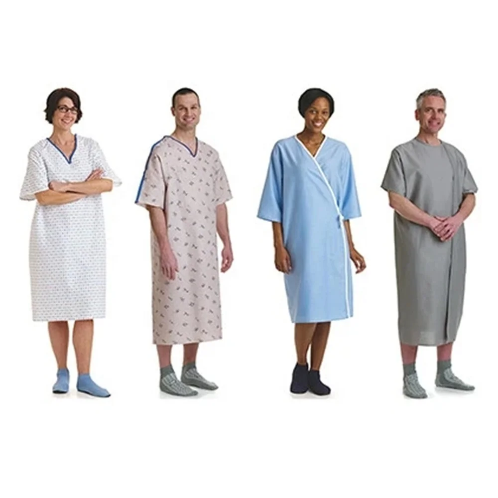 
Unisex medical Hospital gown patient reusable washable Back Tie 
