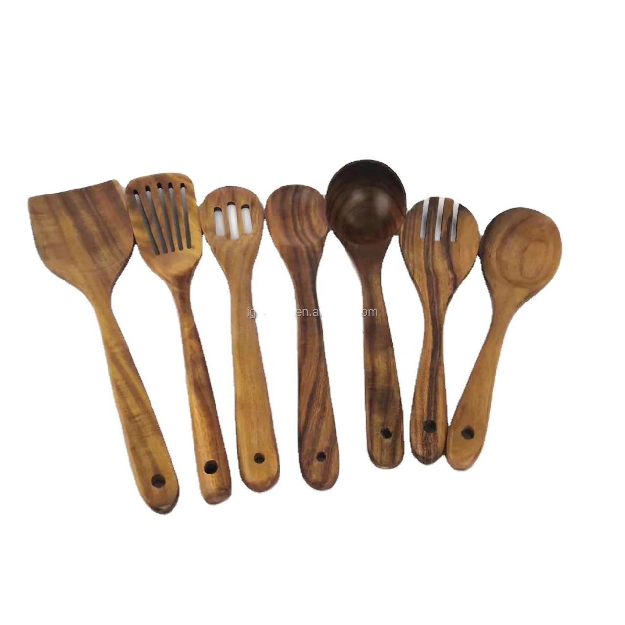 Best Quality 7-Piece Nonstick Wooden Spoons Kitchen Utensil Set Easy Clean Long Cooking Wedding Plastic Promo Business Gifts