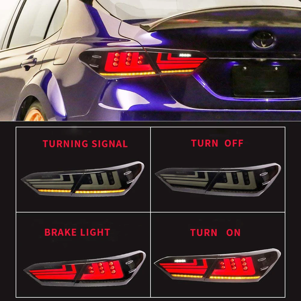 Full LED For Camry Taillights With Sequential Turn light 2018 2019 2020 For Toyota Camry Rear Lamps Assembly Driver Passenger