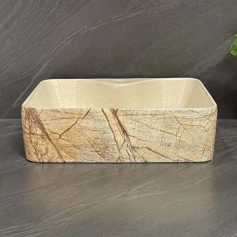 hot selling creativity modern style washroom marble countertop and sink lavabo bowl bathroom ceramic handmade art wash basin
