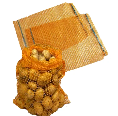 Chinese Factory 25kg Green Red Yellow Leno Heavy Duty Mesh Bag for Fruit and Vegetable Firewood Packing Sack With Drawstring