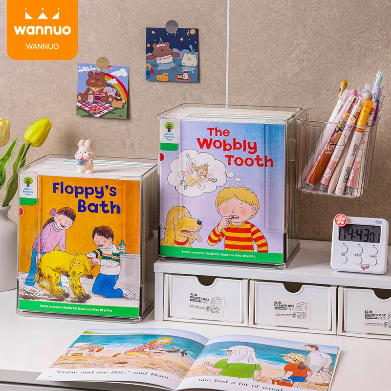 Удобный прозрачный ящик для хранения учебников органайзер домашних животных пластиковый на столе