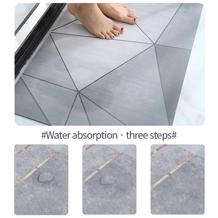 Custom Pattern Non-Slip Home Bathroom Mat Super Absorbent Geometric Diatom Mud Bath Mat