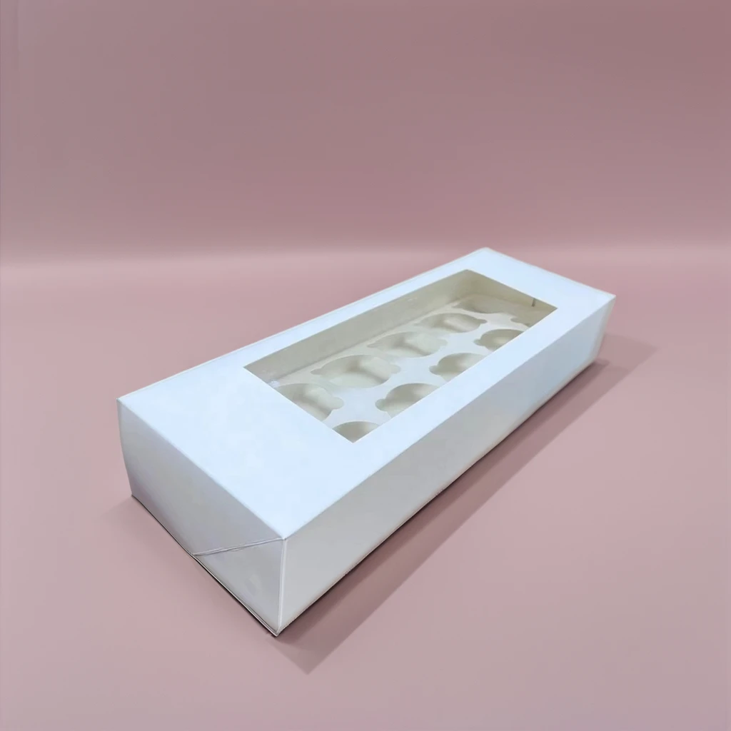 Cupcake Packaging Box Kraft Custom Clear Rectangle Cake Box for 12 Cup Cakes