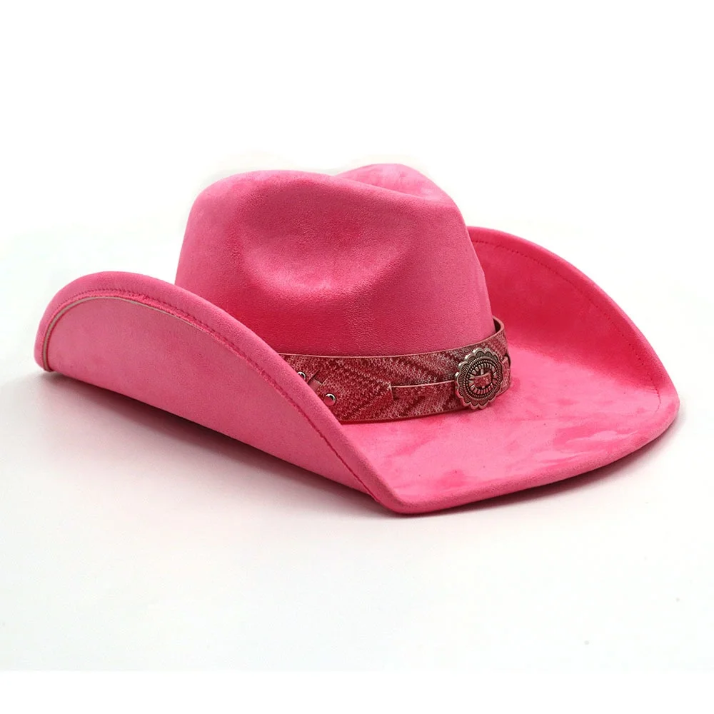 Unisex New Western Suede Hat Fedora Large Border Ethnic Style Cowboy Hat for Adults Casual Scene Applicable