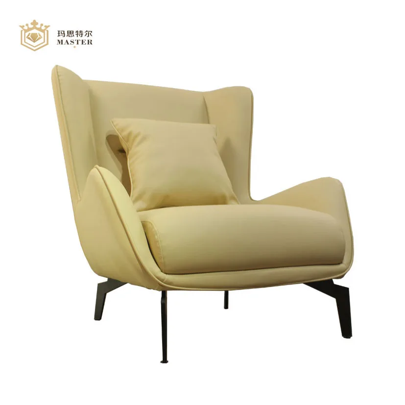 Linen Covered Living Room Leisure Chair Modern Upholstered Italian Office Chairs  Comfortable And Durable Leisure Arm Chair