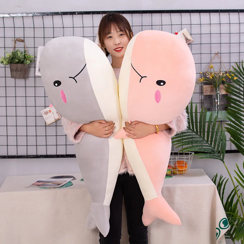 T953 30cm-110cm Soft Pink Blue Grey Ocean Animal Creative Whale Pillow for Sleeping Cute Whale Doll Plush Pillow Toys