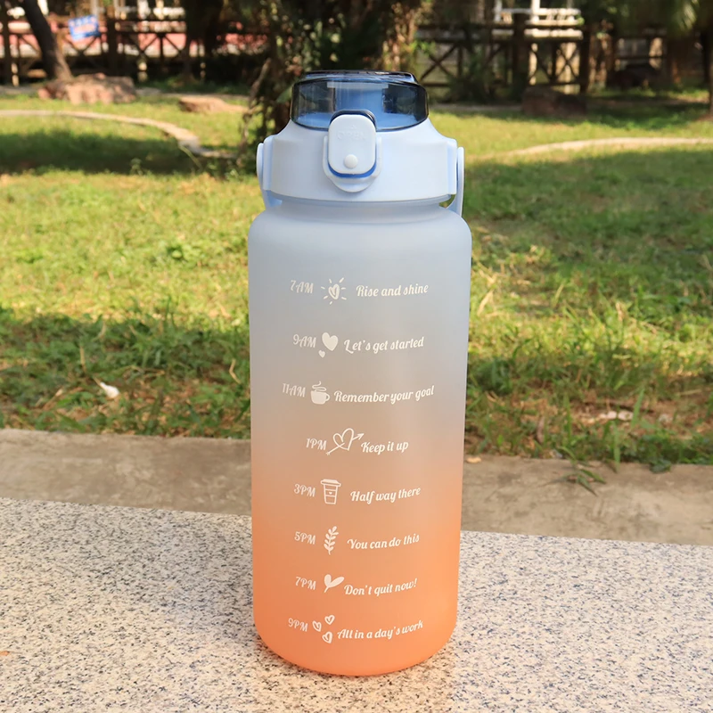 Wholesale 2L Inspirational Water Bottle Bottle with Straw with Time Reminder BPA Free Tritan Pp Camping Plastic Sports Bottle