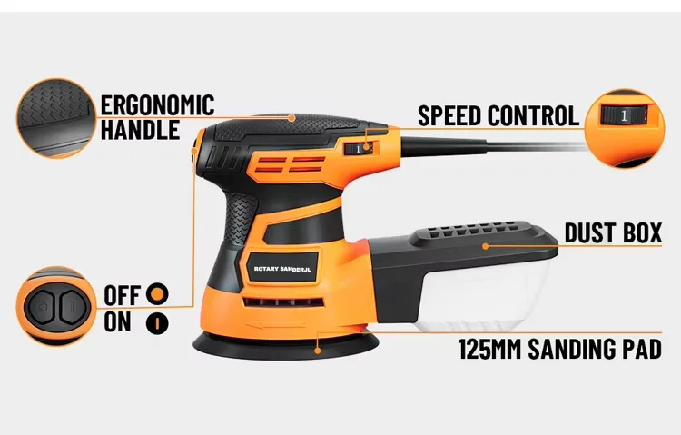 Wholesale Random Orbit Electric Orbital Sander air Orbital Sander 350W 125mm for Car Repair