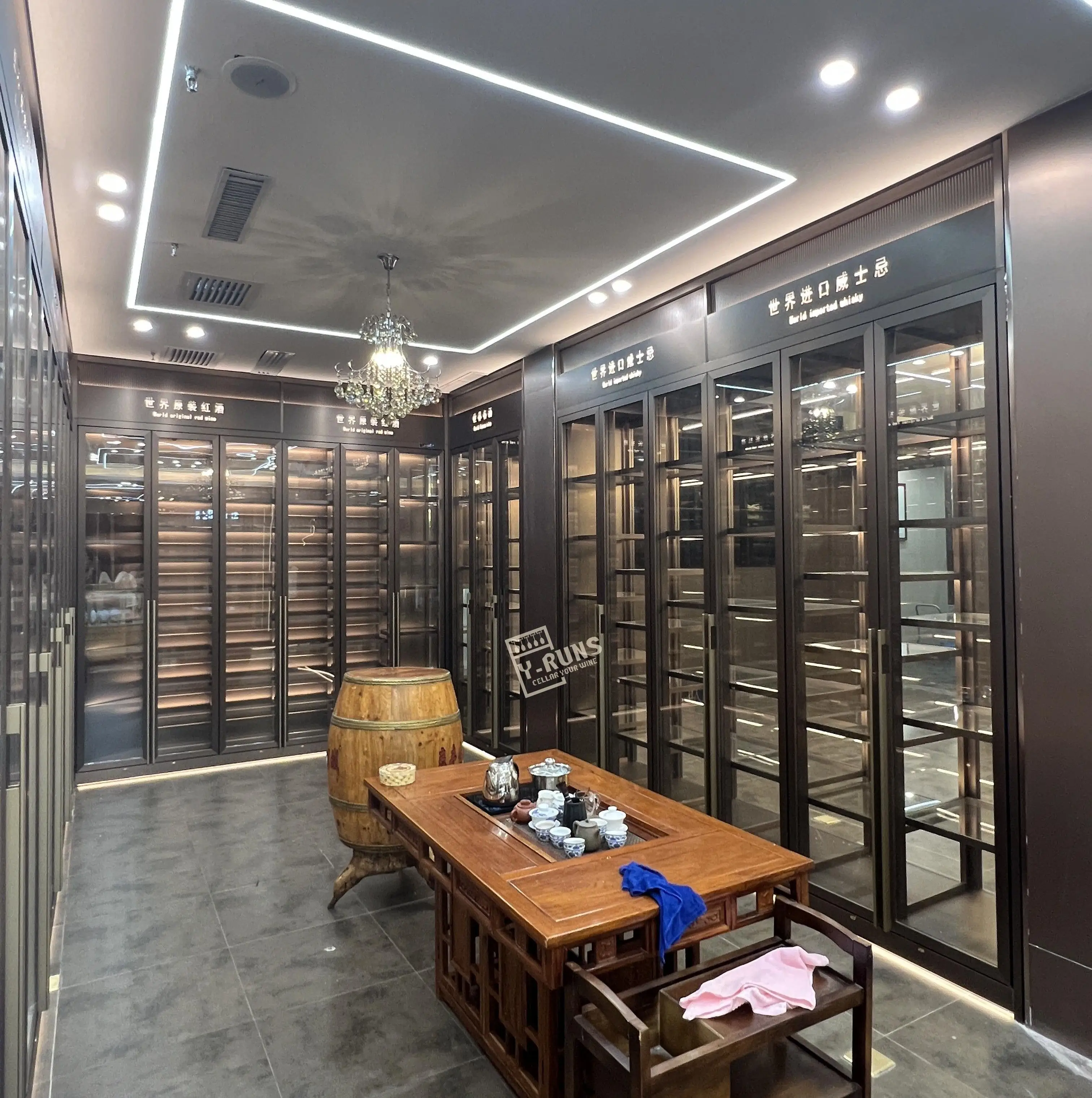 Custom classic luxury wine storage display cellar with climate control systems modern glass rack wine cellar