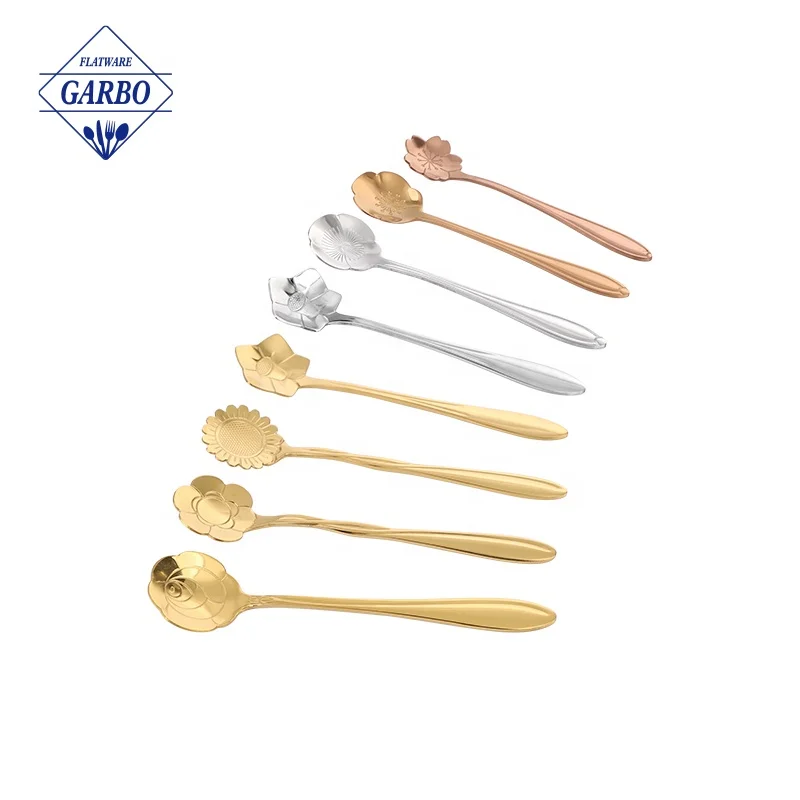 304 Stainless Steel Coffee Stirrer Spoon Set Black Color 7 Inches Latte Spoons Long Handle Ice Cream Coffee Tea Spoon Set