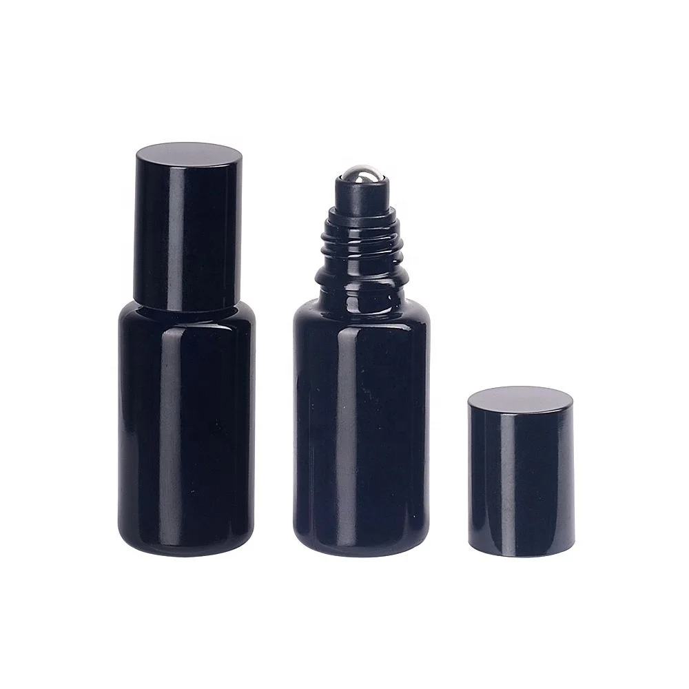 15ml black roller ball glass bottle empty black glass essential oil roll-on bottles 15 ml roll on bottle