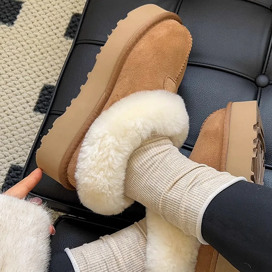 Women Snow Boots Classic Mid-calf Fur Lining Fashion Winter Boots