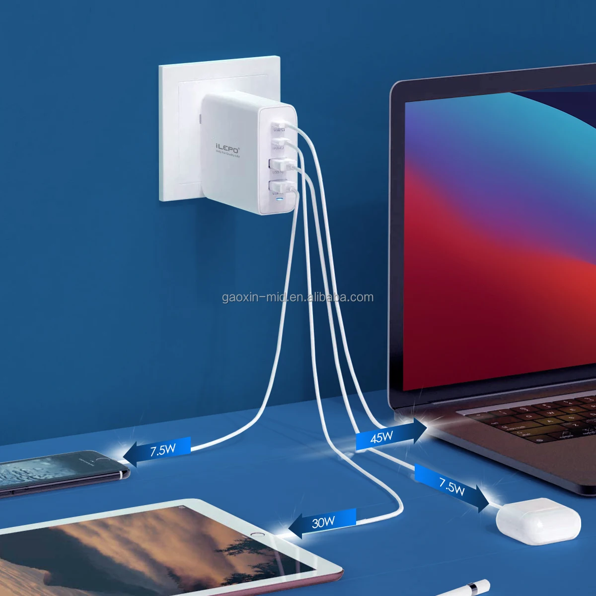 
GaN Fast Charger EU Universal Dual Output USB-C GaN 100W For phone Type C Mini portable Certification 100W Charger 