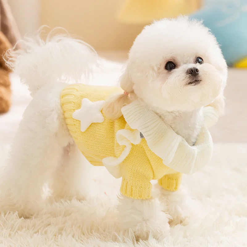 Lovely Wind Dog Clothes Princess Skirt Sweater Padded Warm Teddy Autumn Winter Pet Dog Clothing Animal Pattern Summer Spring