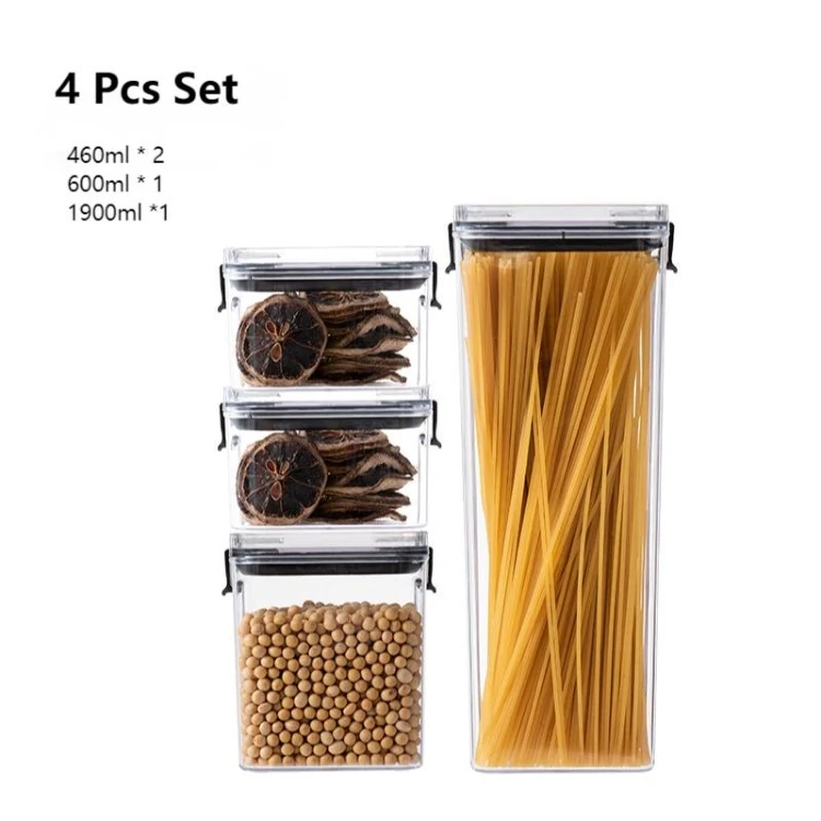 Hot New Products Transparent Plastic Kitchen Stackable Airtight Food Storage Containers 5 Pcs Set with Lid