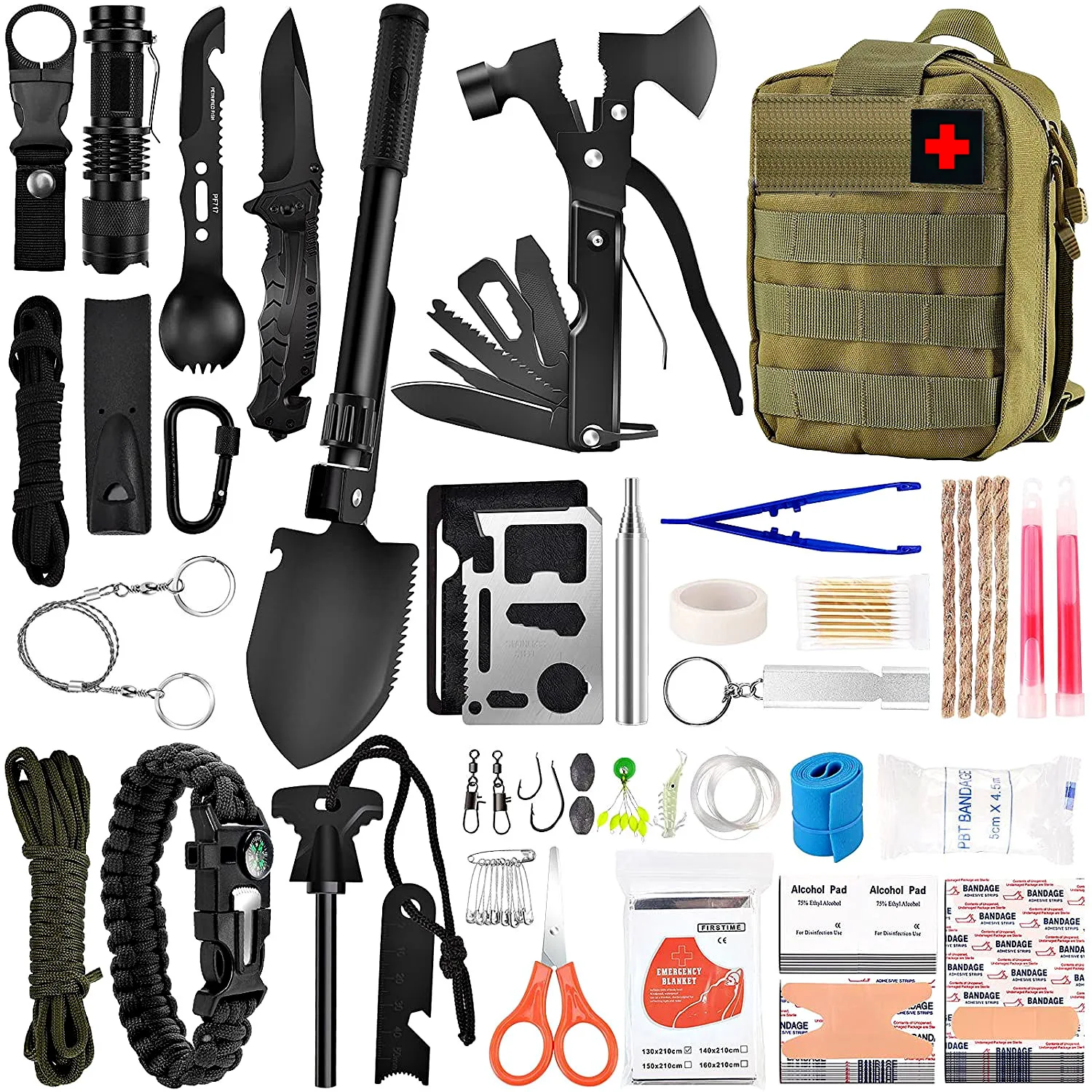 Multifunctional Shovel Axe Survival First Aid Emergency Kit