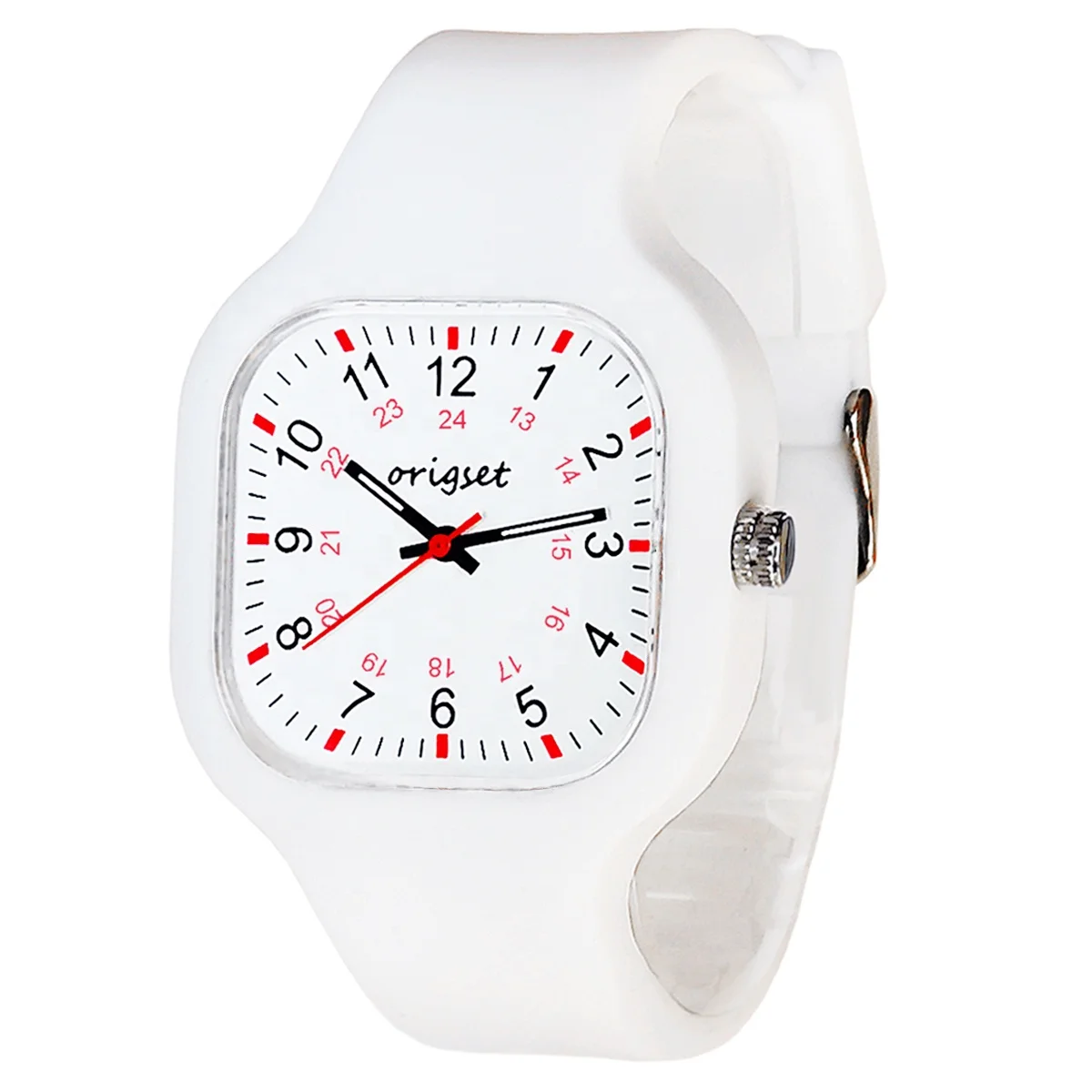 Own logo printed Silicone Medical 24 hours military time big numbers white nurse watches with seconds hands watches no minimum