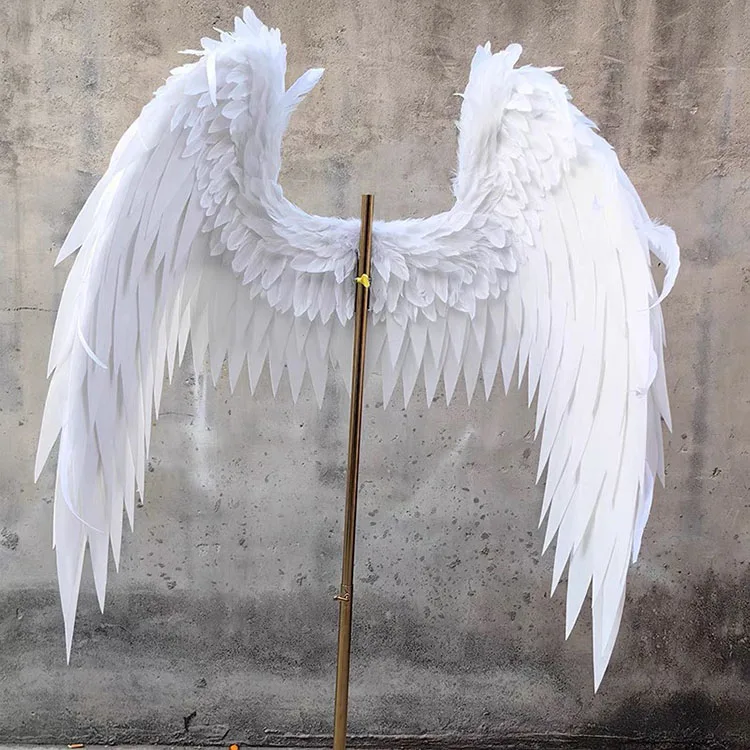 Wholesale High Quality Large Costume White Feather Angel Wings Photo Props For Stage Background Wall Decoration