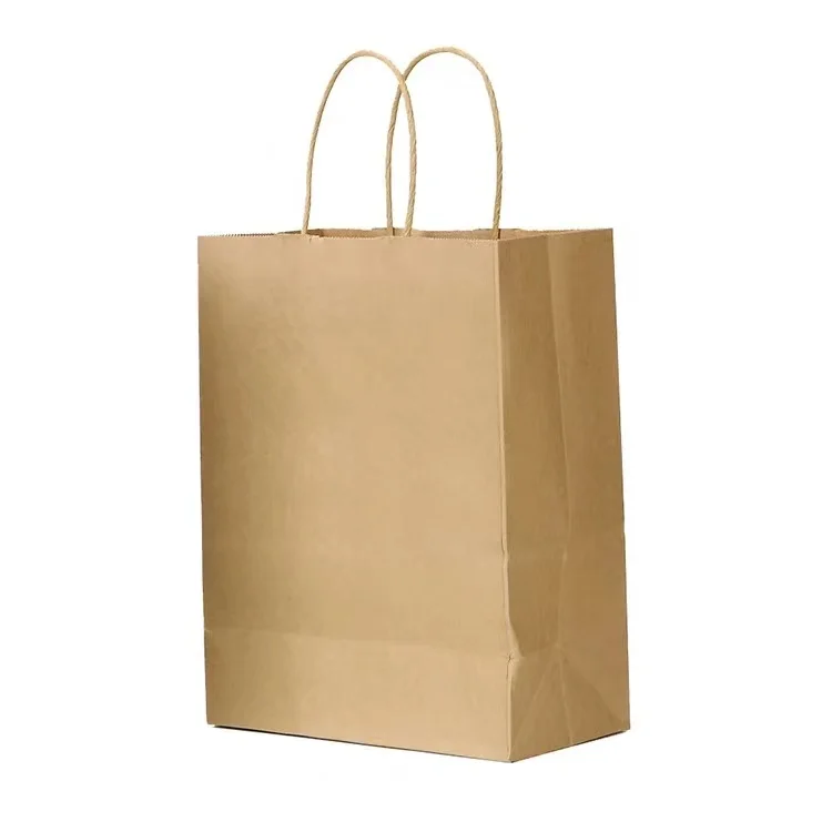 Printable Natural Kraft Paper Bags in Bulks with Twisted Handles India Kraft Paper bag Manufacturers USA Paper Shopping Bags