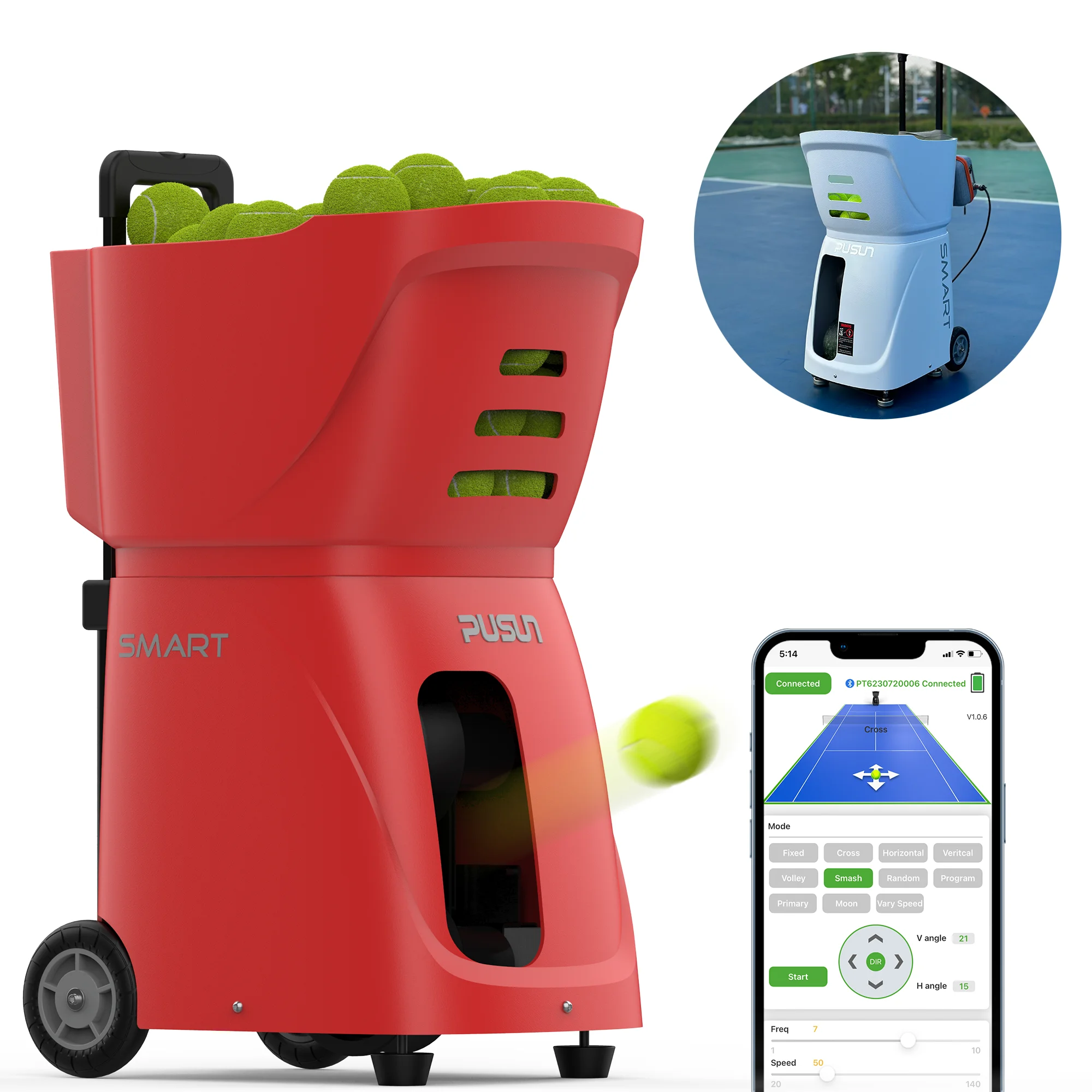 Best Selling 100pcs Intelligent programming with 20 landing points metals and abs service tennis Machine for indoor Tennis Padel