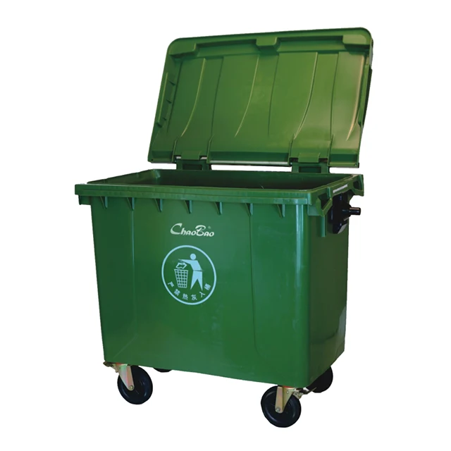 Chaobao 660L Outdoor street wheelie dumpster garbage bin industrial plastic mobile waste container recycle dustbin with wheels
