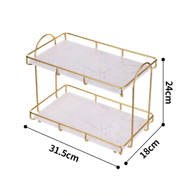 2 Layer Light Luxury Dressing Table Desktop Cosmetic Organizers Rack Box Vanity Toilet Bathroom Storage Shelf