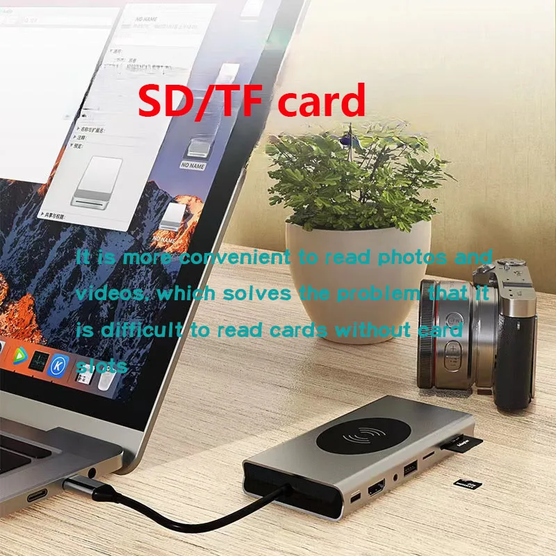 USB C Laptop Docking Station Dual Monitor, 14 in 1 USB C Hub Multiport Adapter Dongle with 2 HDMI, DisplayPort, RJ45, SD/TF