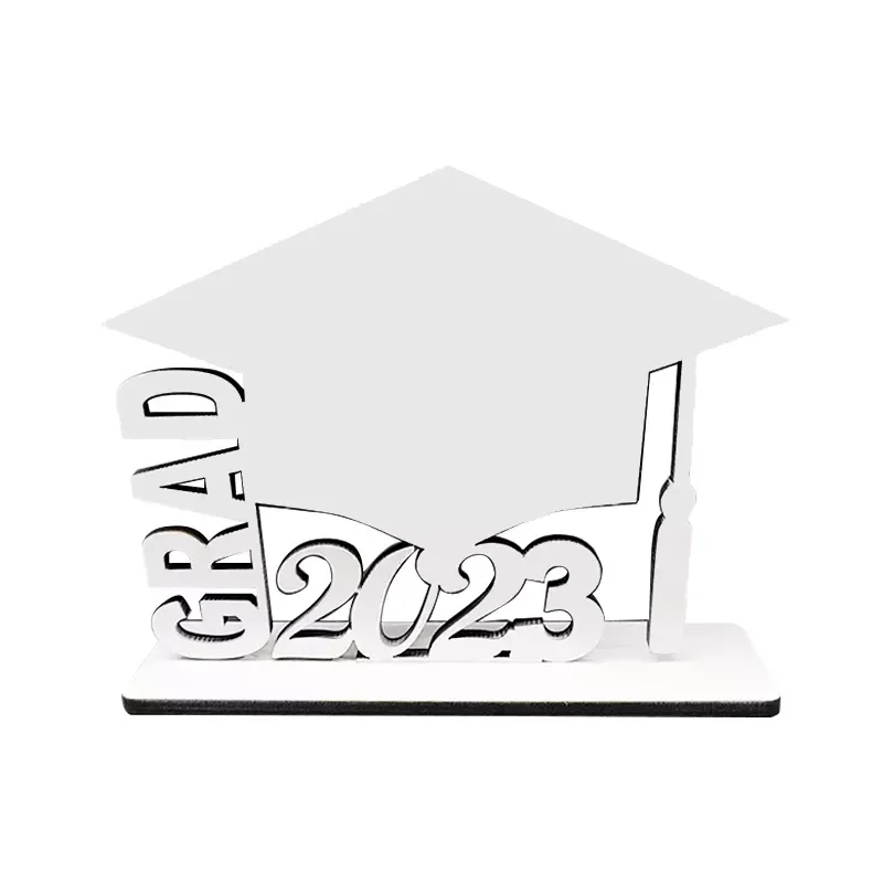 Custom Shape 2023 Gratitude Graduation Anniversary Sublimation Blanks White MDF photo frame For Heat Press