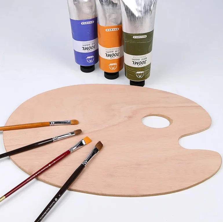 Wood Palette For Use with Oil or Acrylic Paints Wooden Oval Oil Painting Palette School Art Supplies For Artist Paint Mix
