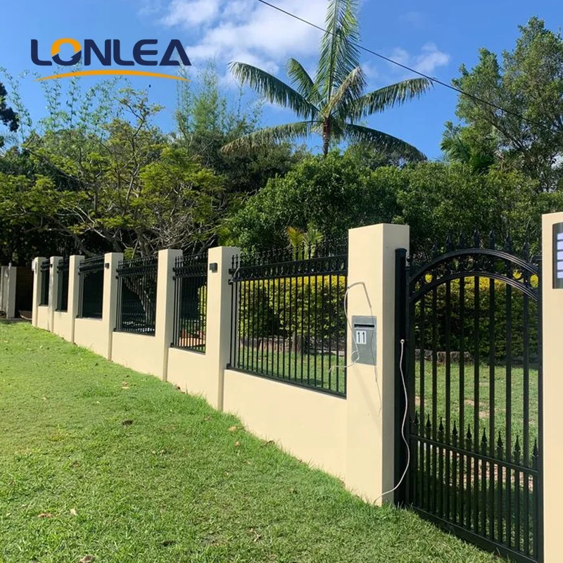 cheap wrought iron fence panels steel pipe garden fencing spear top with rings