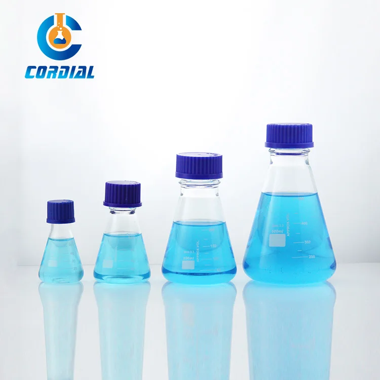 1121S CORDIAL Screw Cover Triangle Conical Shake Flask 250ml 500ml 1000ml Erlenmeyer Flask For Cell Culture