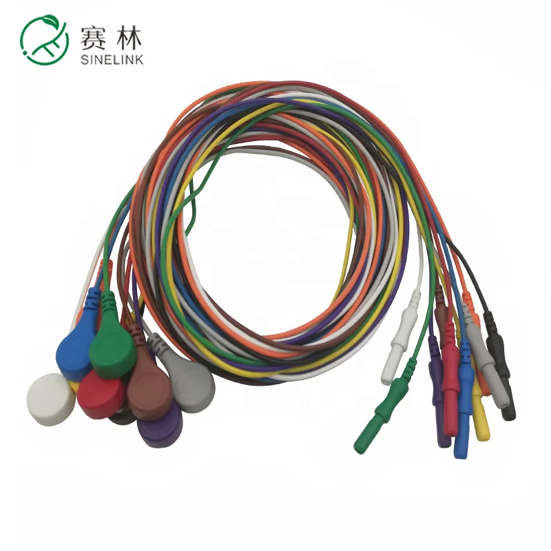
Flexible medical snap button cable, 3/5/7/10 lead snap holter ECG EEG cable 