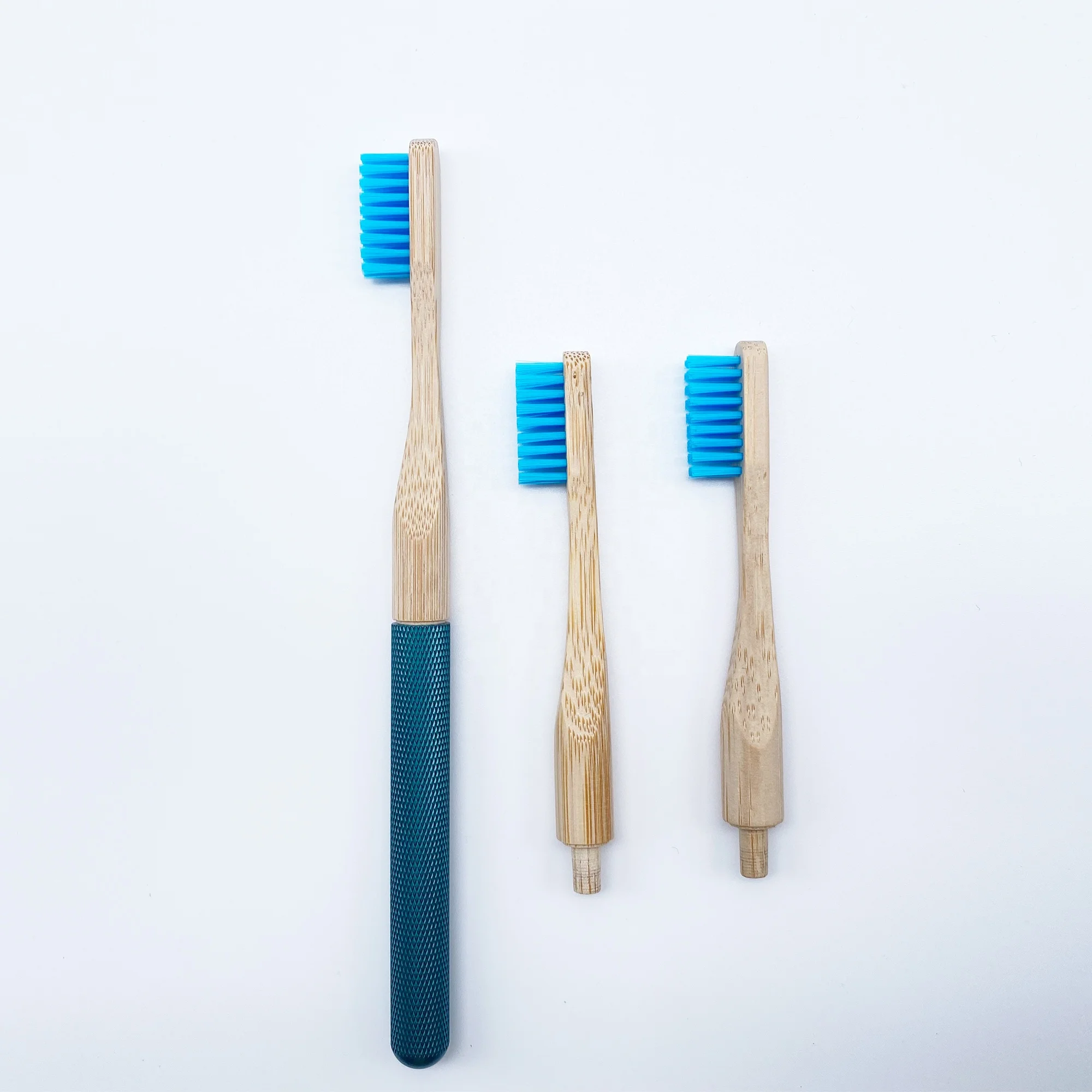 2022 Aluminium Bamboo Toothbrush, Metal Handle Bamboo Toothbrush With Replacement Brush Head