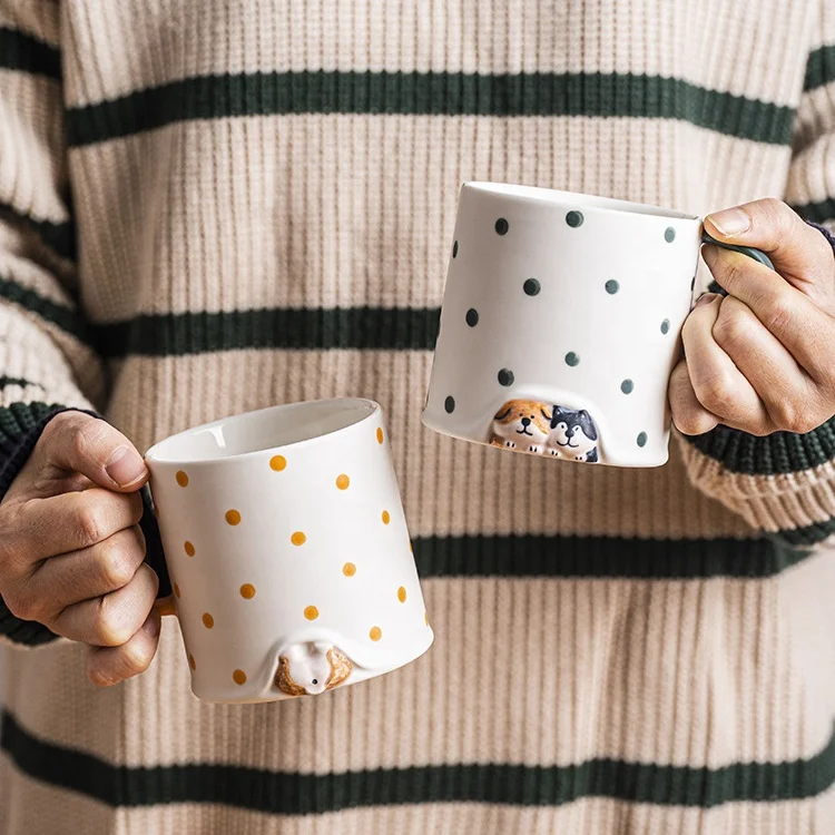 Creative Shiba Inu ceramic coffee mug cute hand painted dog mug