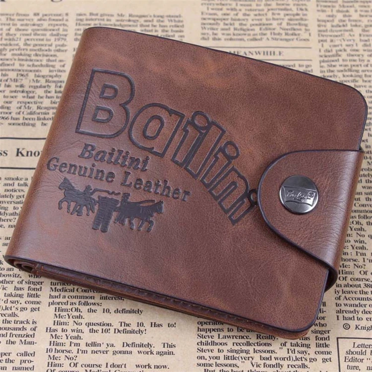 wholesale oem money luxury handmade wax brown leather wallet mens