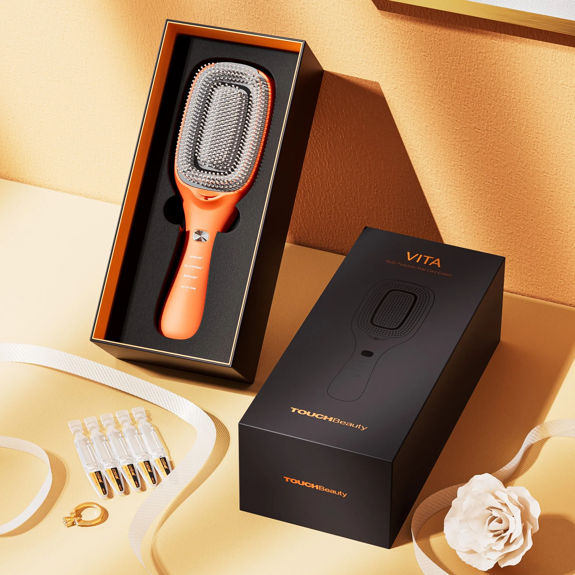 TOUCHBeauty 2024 VITA TB-2343 3 in 1 phototherapy comb electrical handheld spa scalp massage brush with red light for hair