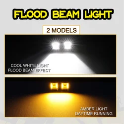 Sold In Pair 40W With Amber Drl Aluminum Housing 12 Volt Motorcycle Fog Led Light