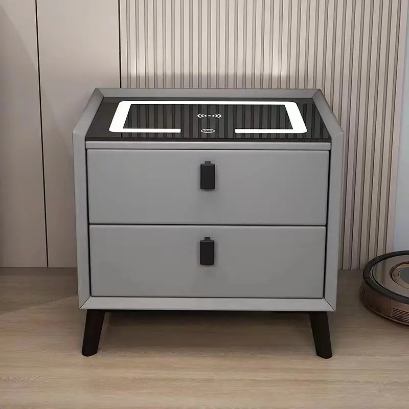 High Quality Luxury Cabinet Night Stand White Bedside Table Smart Nightstands